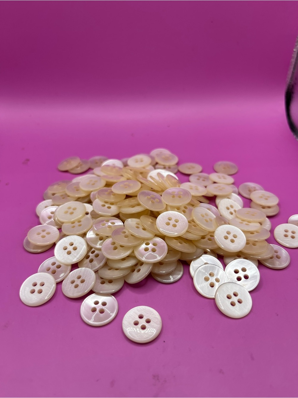 Vintage Cream Mother-of-Pearl Style 4-Hole Buttons - Pack of Sewing Buttons